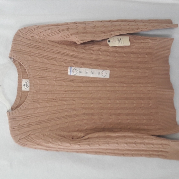 St John's Bay Sweater Size PL Women Pullover Crew Neck Cinnamon Beige - Picture 1 of 7